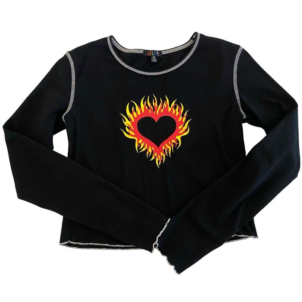 Delia’s by Dolls Kill String The Lights Heart Tee Black Size M